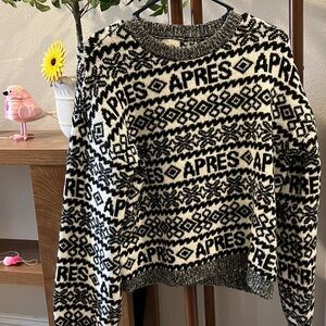 a new day Black and White Patterned Crew Neck Sweater Apres ski